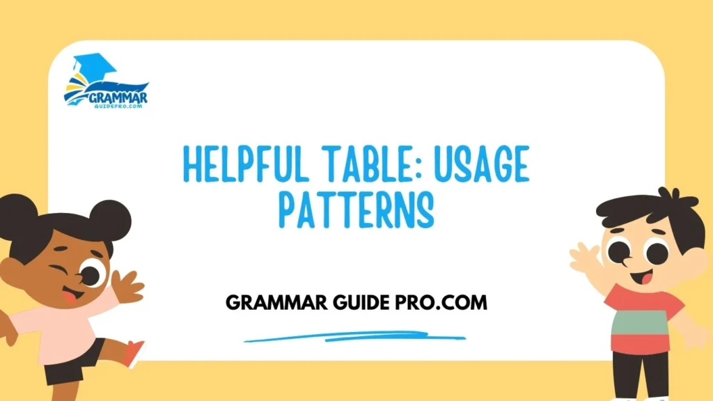 Helpful Table: Usage Patterns